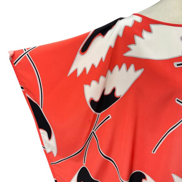 Diane von Furstenberg Floral Boat Neck Flowy Silk Tunic Top - Picture 8 of 14